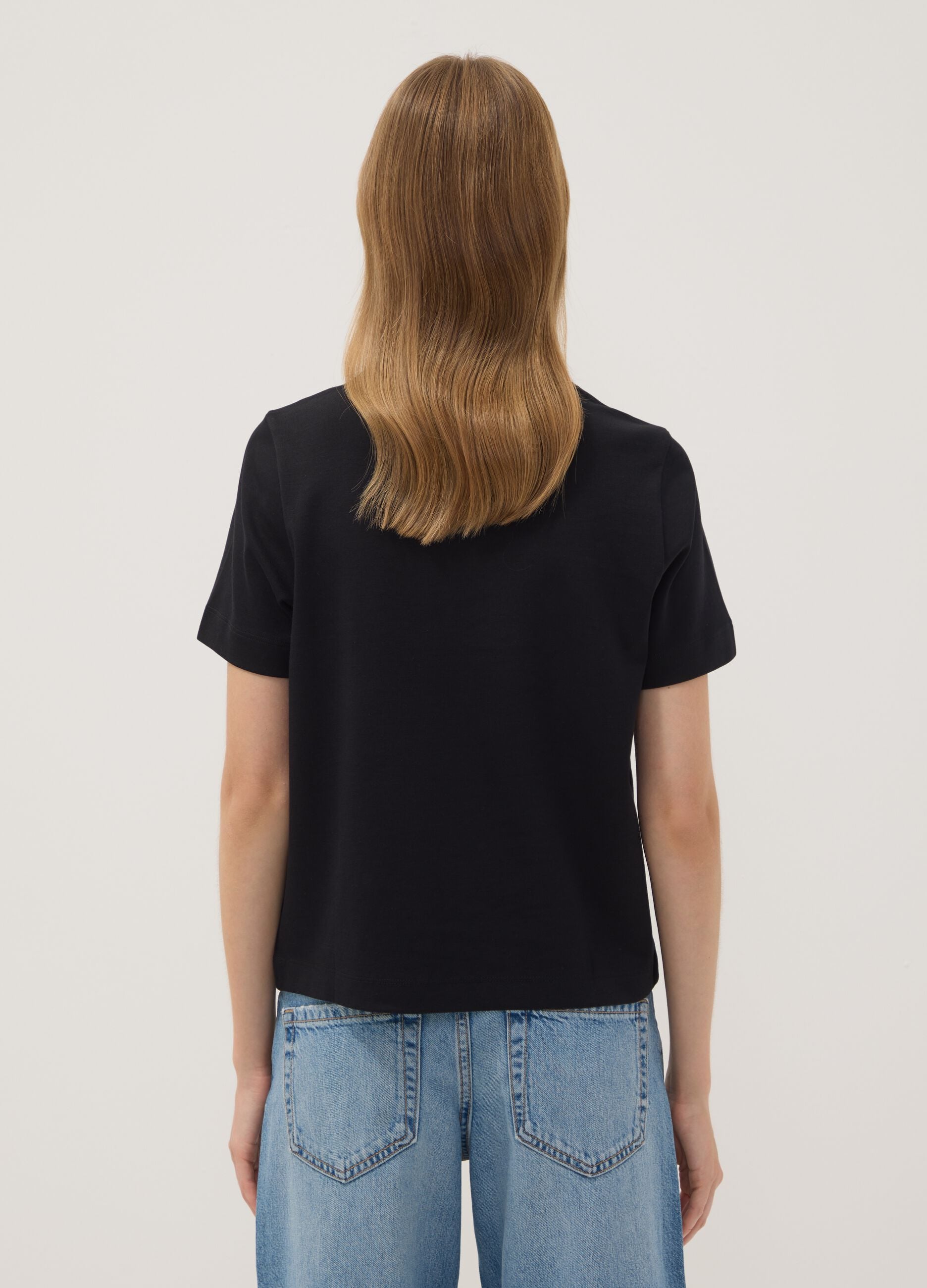 Black relaxed-fit pure cotton short-sleeve T-shirt