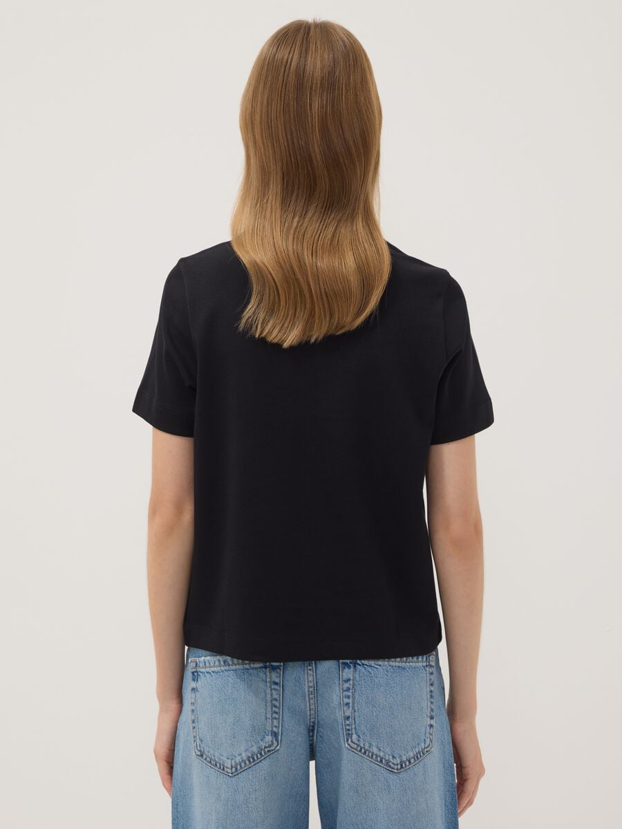 Black relaxed-fit pure cotton short-sleeve T-shirt_3
