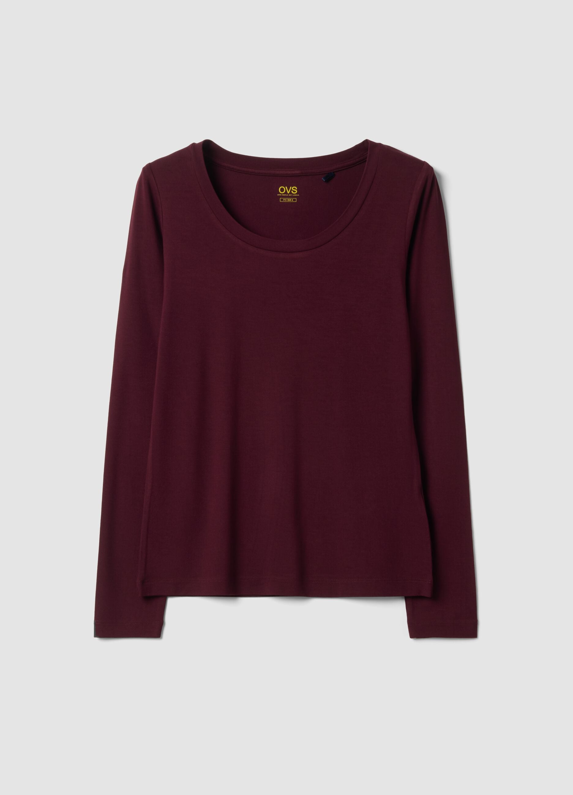 Purple stretch viscose slim-fit crew-neck T-shirt