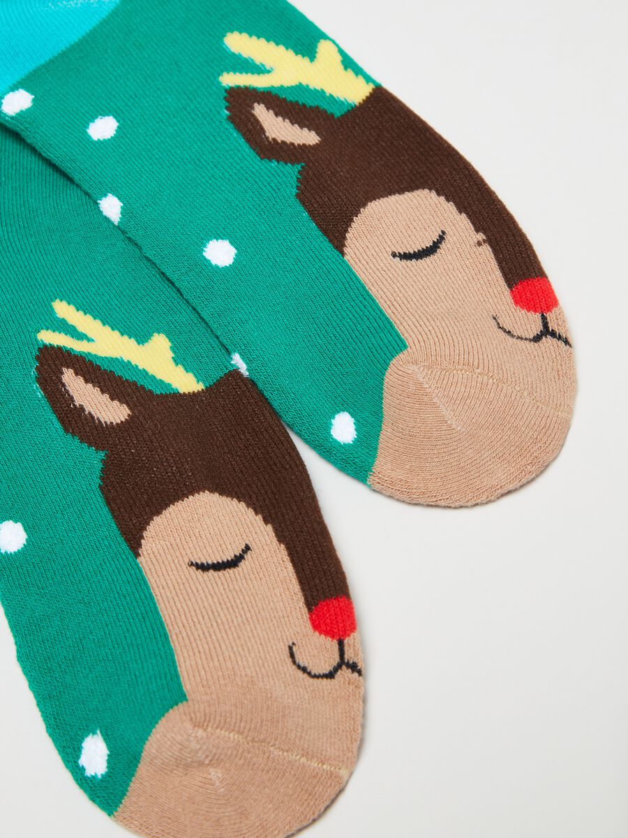 Calcetines cortos con estampado navideño reno_2
