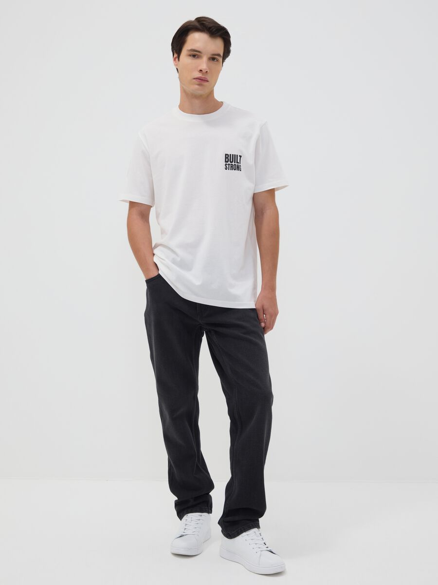 White pure cotton jersey T-shirt with graphic print, regular fit_1