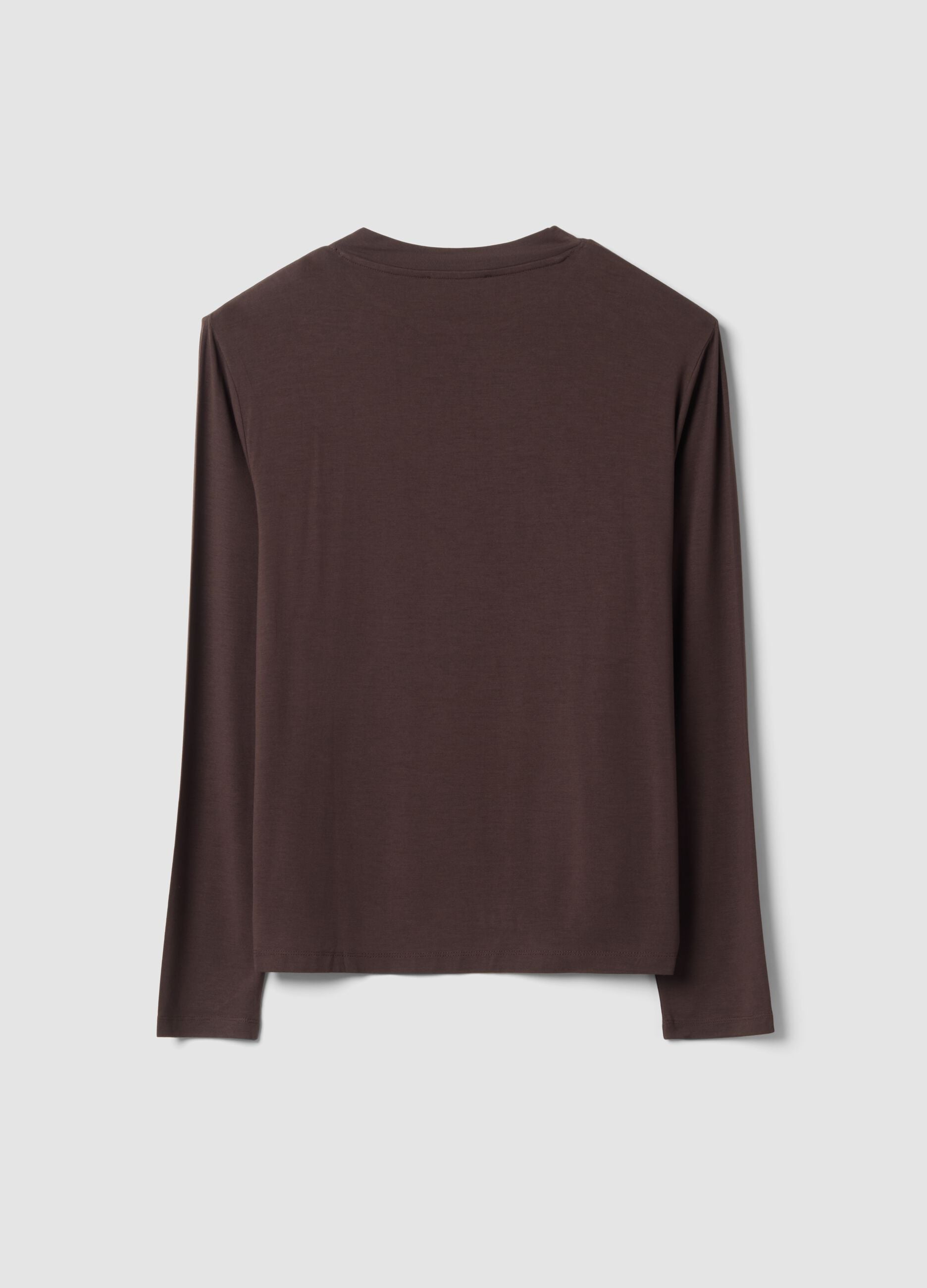 Dark brown stretch viscose regular-fit top