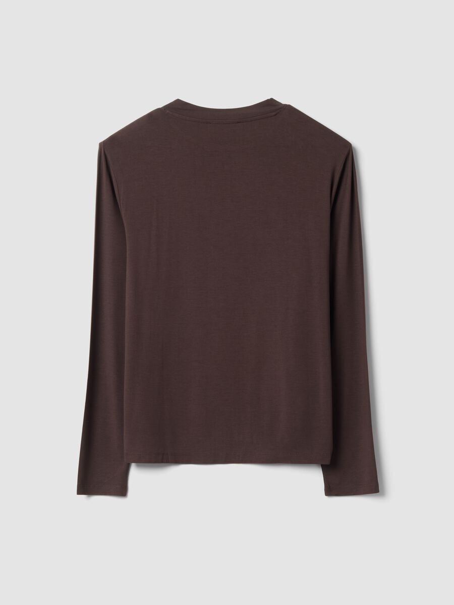 Dark brown stretch viscose regular-fit top_2