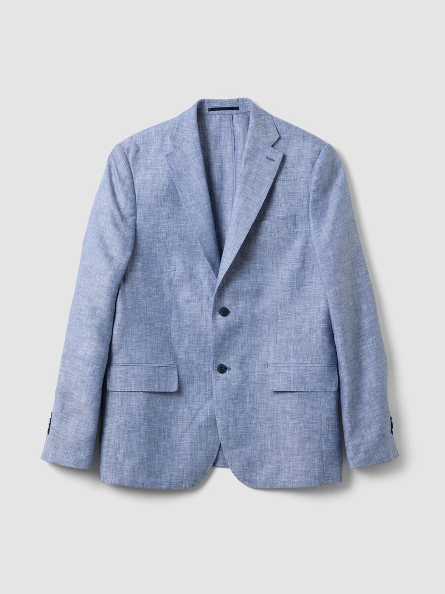 Sky-blue pure linen blazer_4