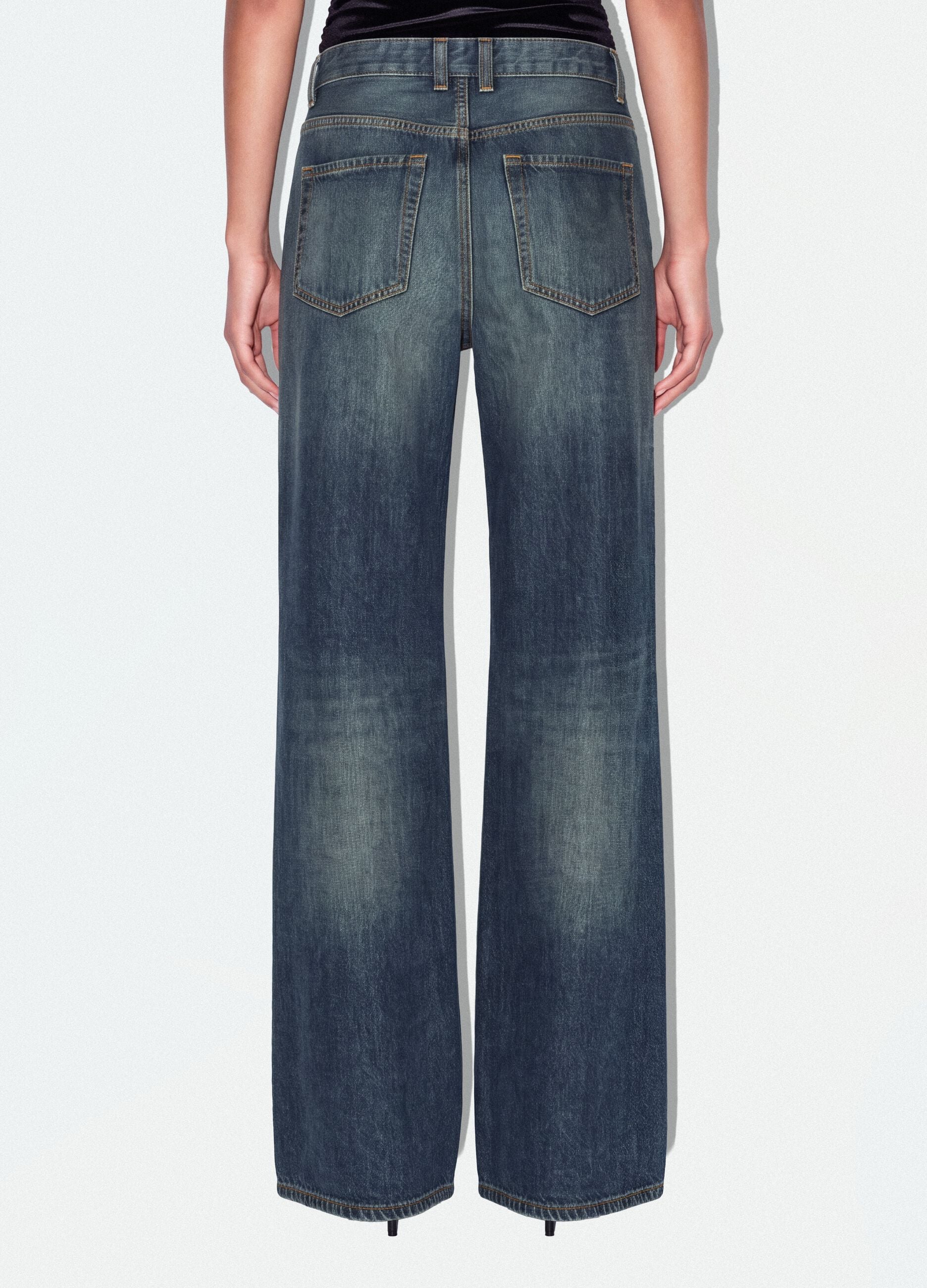 Jeans denim blu super wide leg in puro cotone