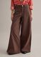 Brown stretch cotton flare trousers_2