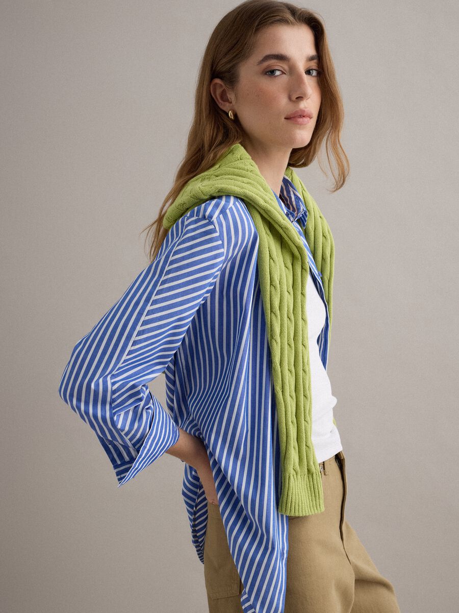 Multicolour striped regular fit pure cotton shirt with pocket_0