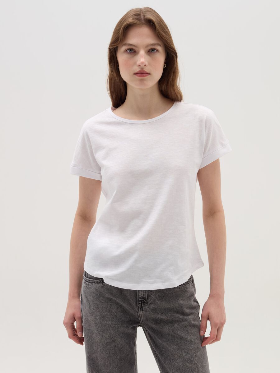 Cotton T-shirt with kimono sleeves_0