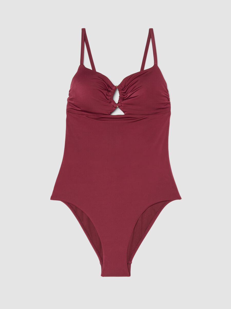 Maillot de bain une pi&egrave;ce rouge en tissu stretch avec bretelles_4