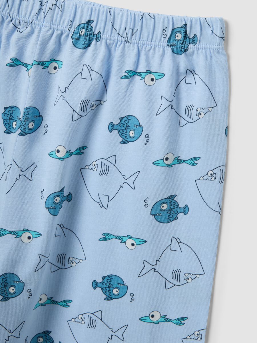 Pyjama gar&ccedil;on bleu en pur coton biologique avec imprim&eacute; poissons_3