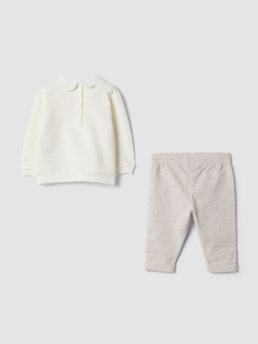 White and beige pure organic cotton set with squirrel embroidery_1