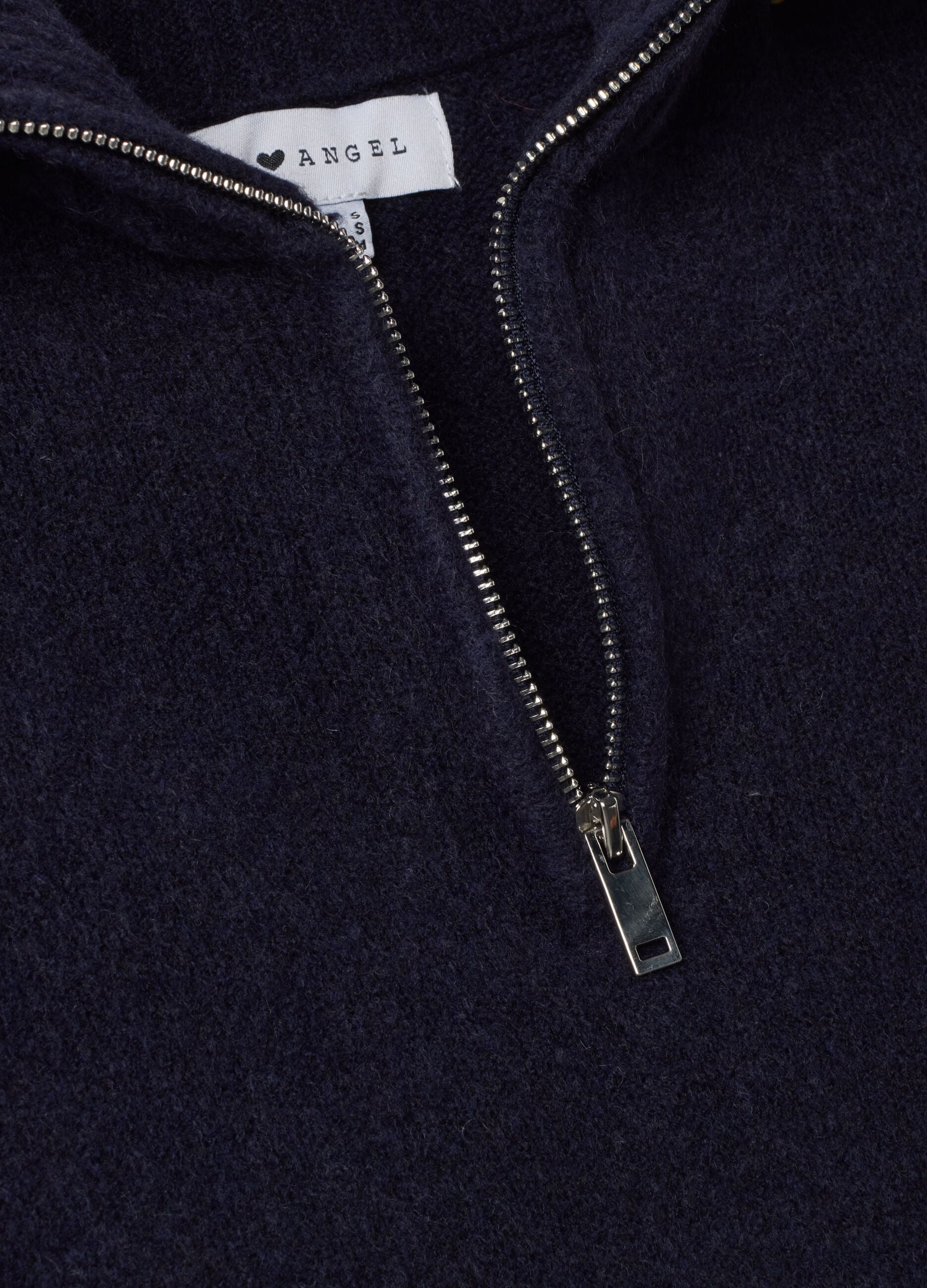 Blauer Half-Zip-Pullover aus elastischer Wolle