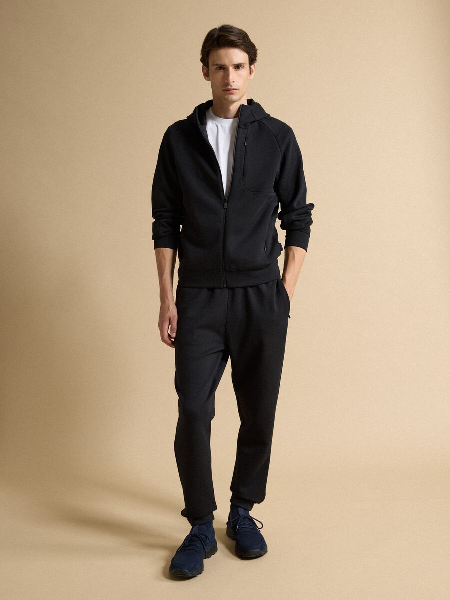 Full-zip nera traspirante in tessuto elasticizzato 2 Way Stretch_1