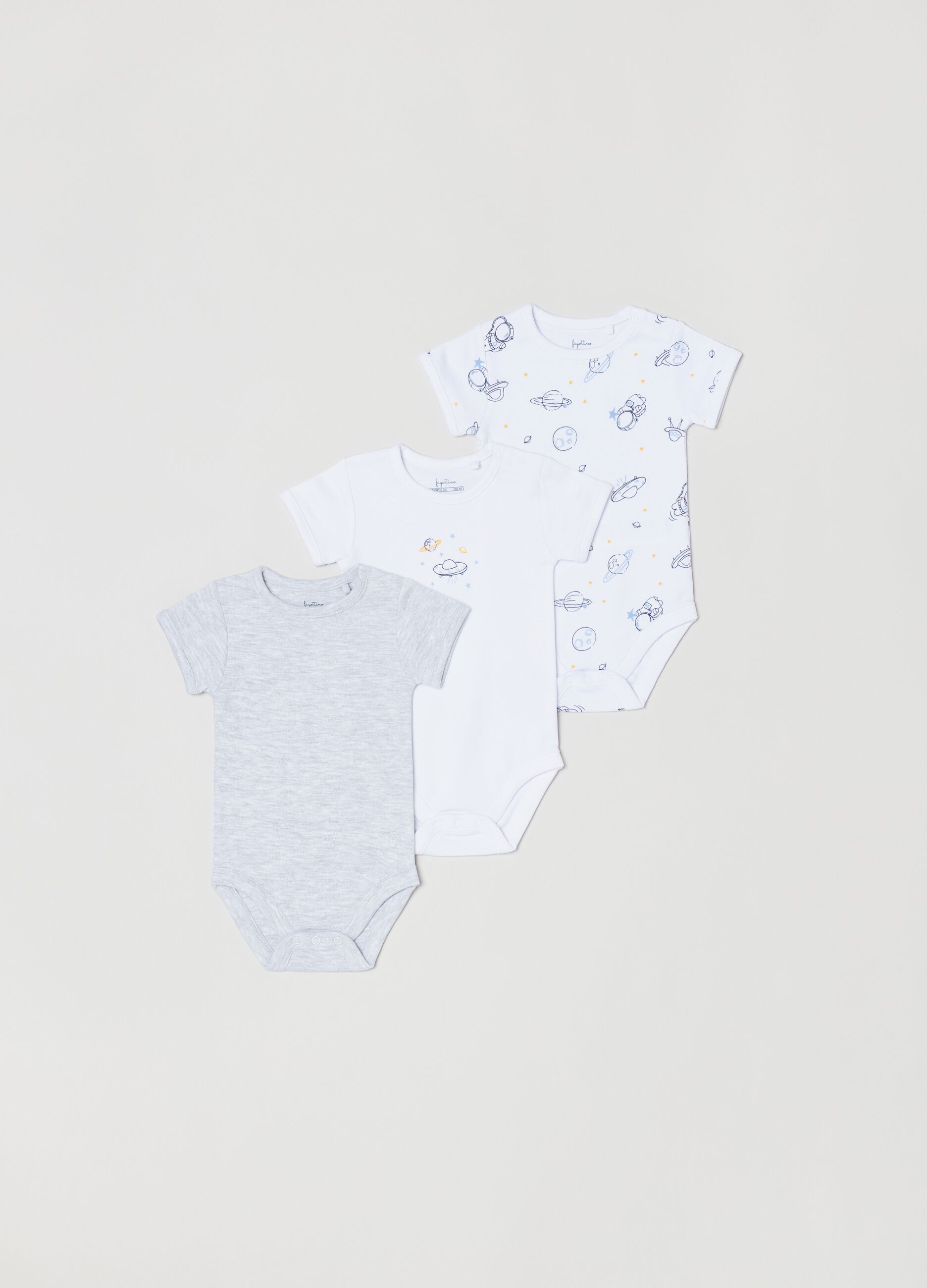 Three-pack cotton bodysuits with print_0