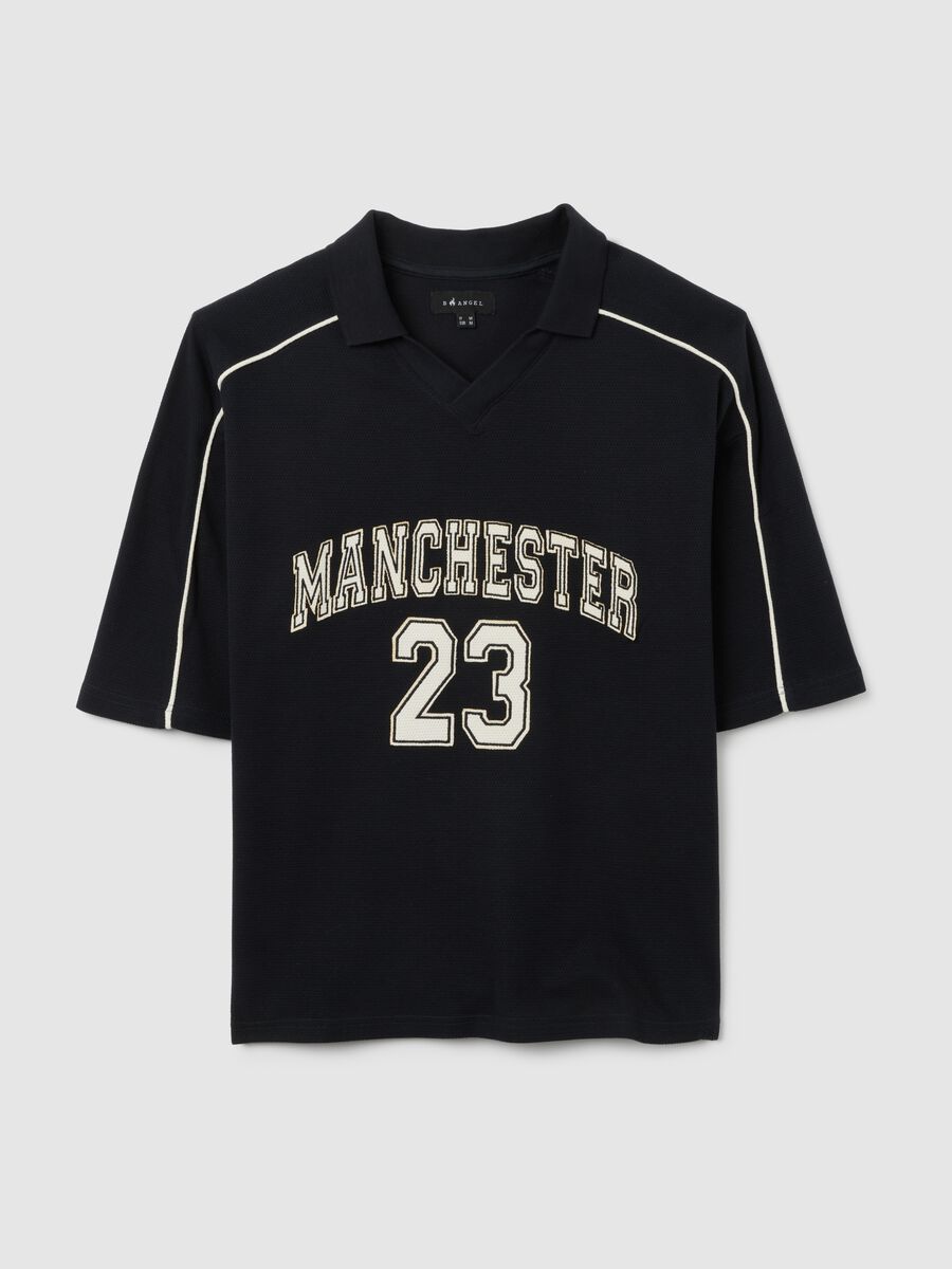 Black oversized fit pure cotton sporty polo_4