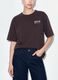 Grey pure cotton oversized T-shirt with chest slogan_3