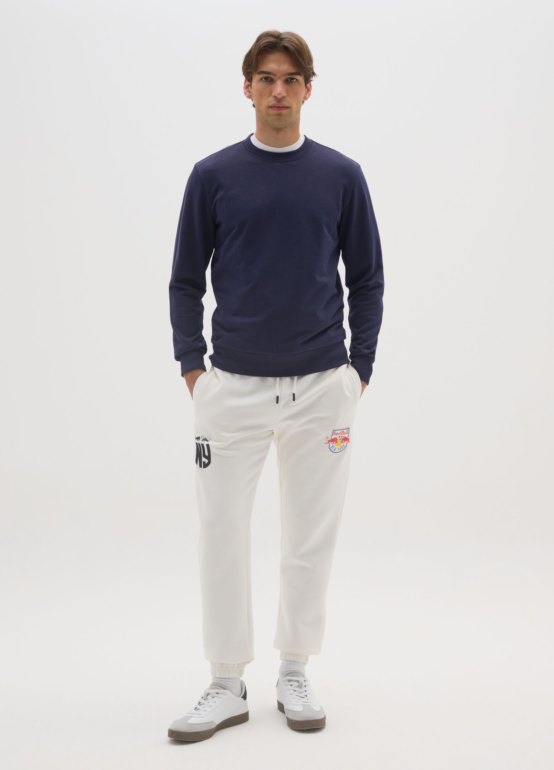 White cotton blend trousers