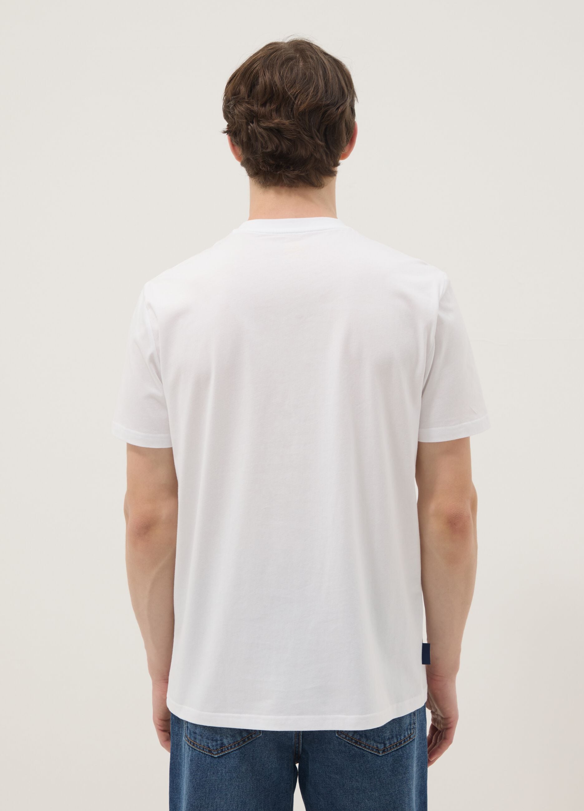 Wei&szlig;es Herren-T-Shirt aus reiner Baumwolle mit kurzen &Auml;rmeln, Regular Fit