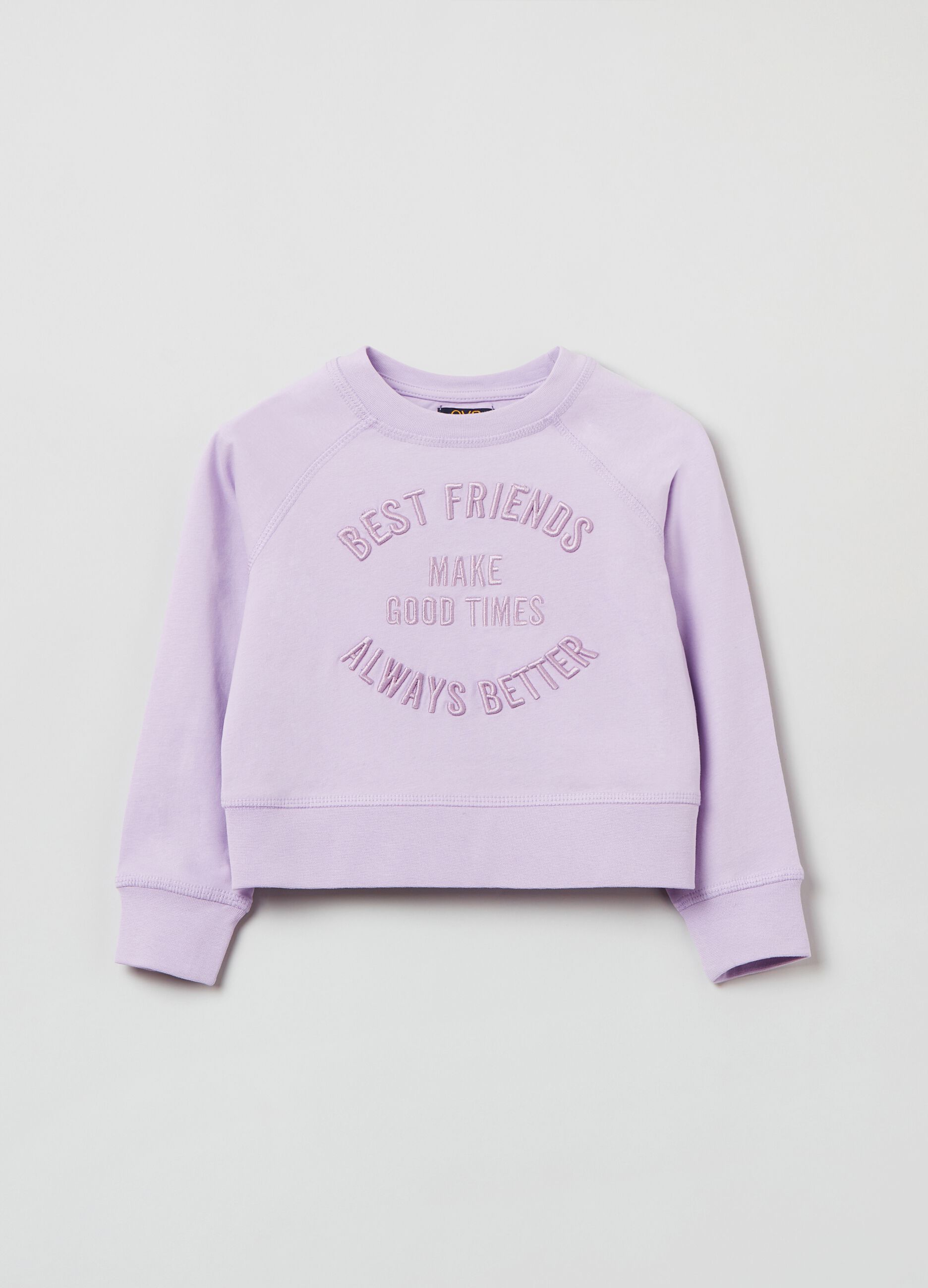 Cotton sweatshirt with lettering embroidery