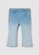 Blue cotton blend flare jeggings for girls with embroidery_0