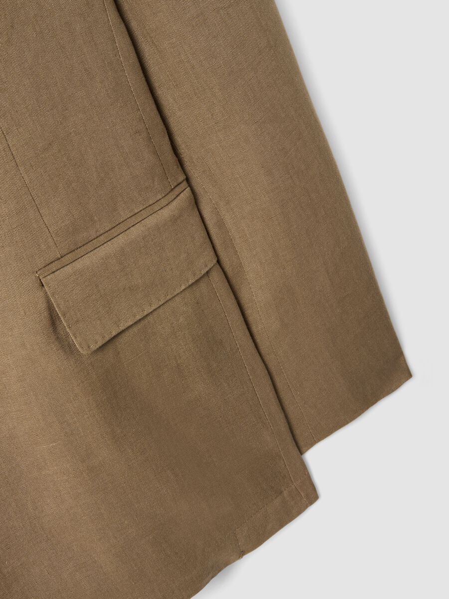 Blazer castanho de linho puro corte regular_6