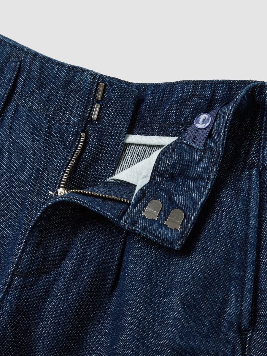 Blue wide-leg jeans in pure cotton_4
