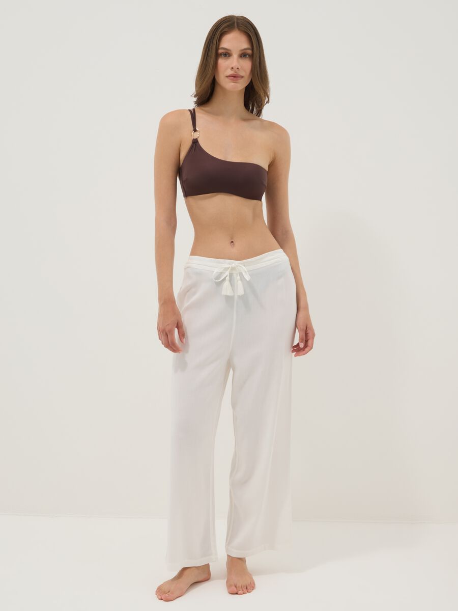 Lange Hose aus reiner Viskose in Weiss_0