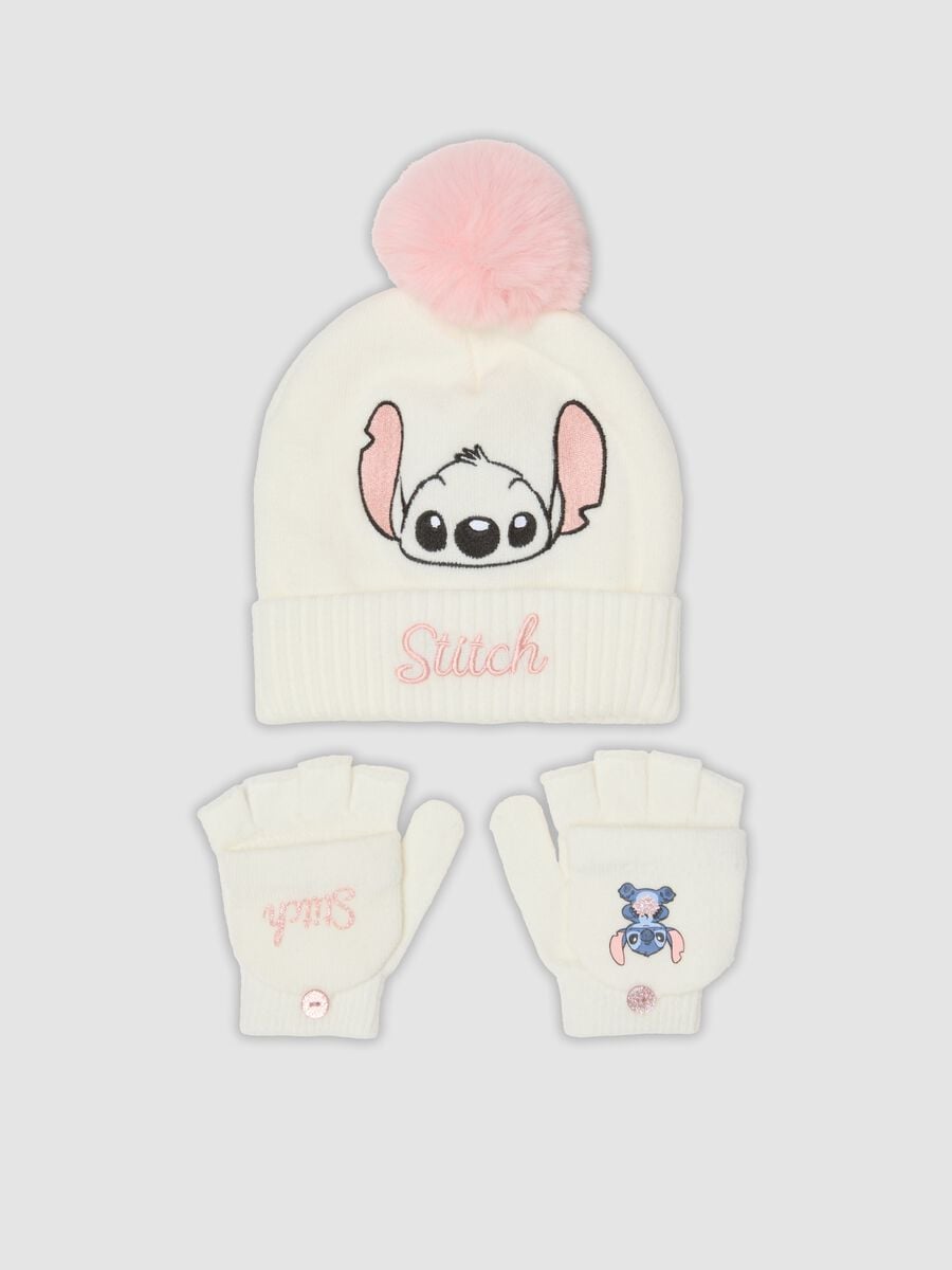 White Lilo & Stitch Hat and Gloves Set_0