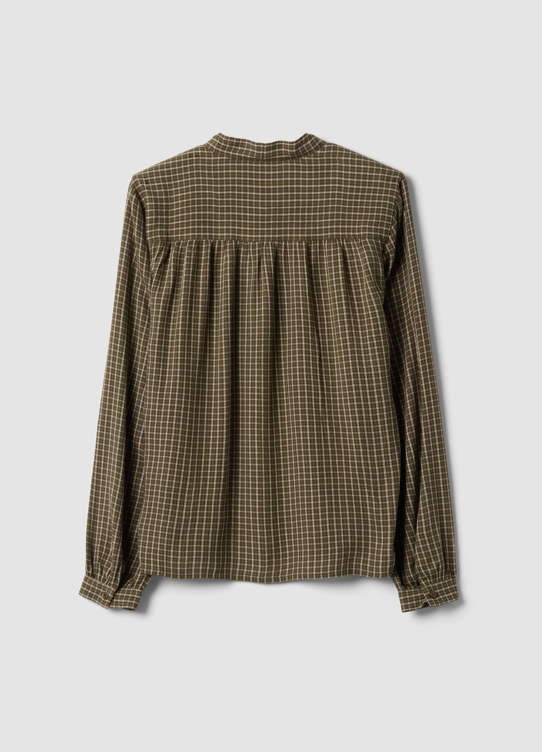 Blusa marrone in pura viscosa a quadri