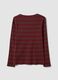 T-shirt marrone a righe in puro cotone con girocollo_6