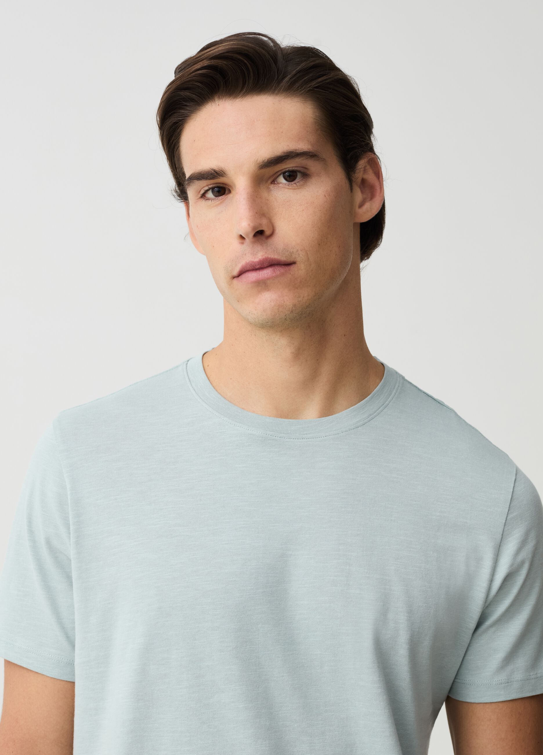 Camiseta de punto flameado de algodón orgánico