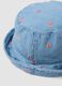Blue denim pure cotton hat for girls with floral embroidery_1