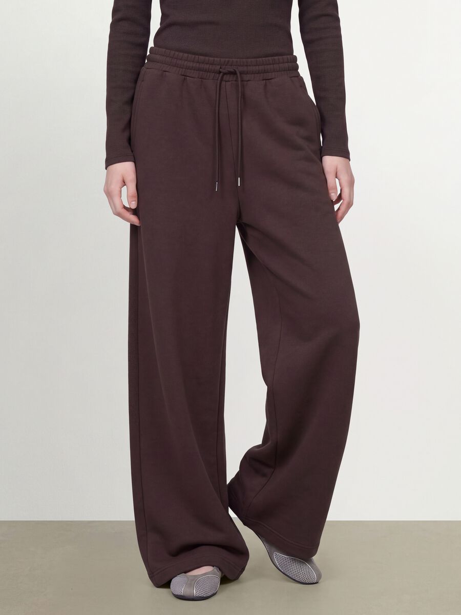 Braune Wide-Leg-Hose aus elastischem Modal mit Tunnelzug_1