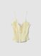 Yellow stretch cotton fitted lace top_0