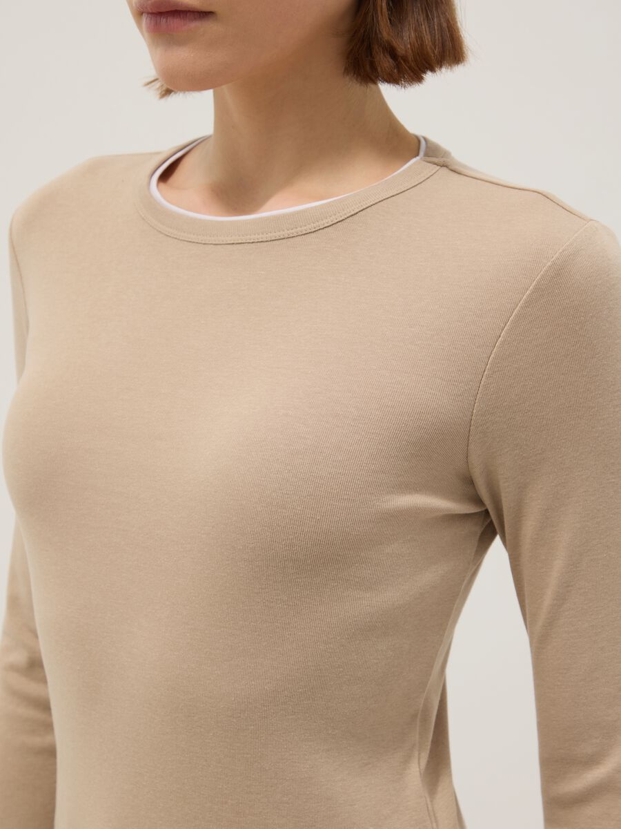 Beige pure cotton long sleeve shirt regular fit_4