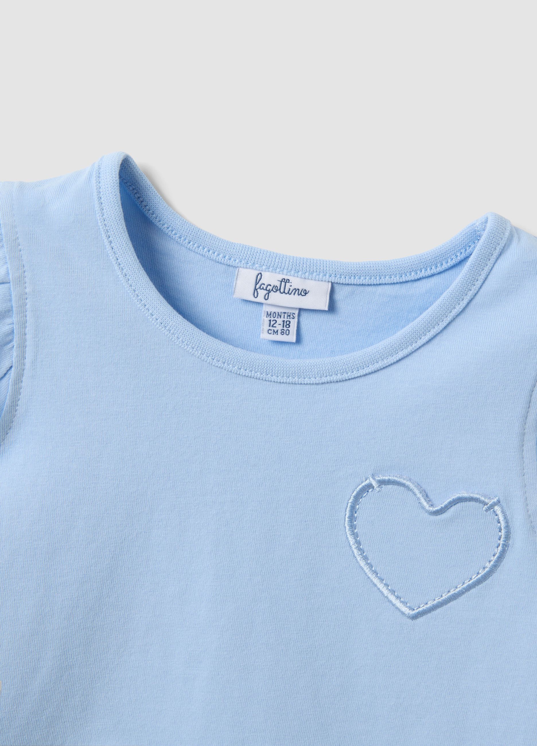 Two-pack of sky-blue pure cotton tank tops with frills