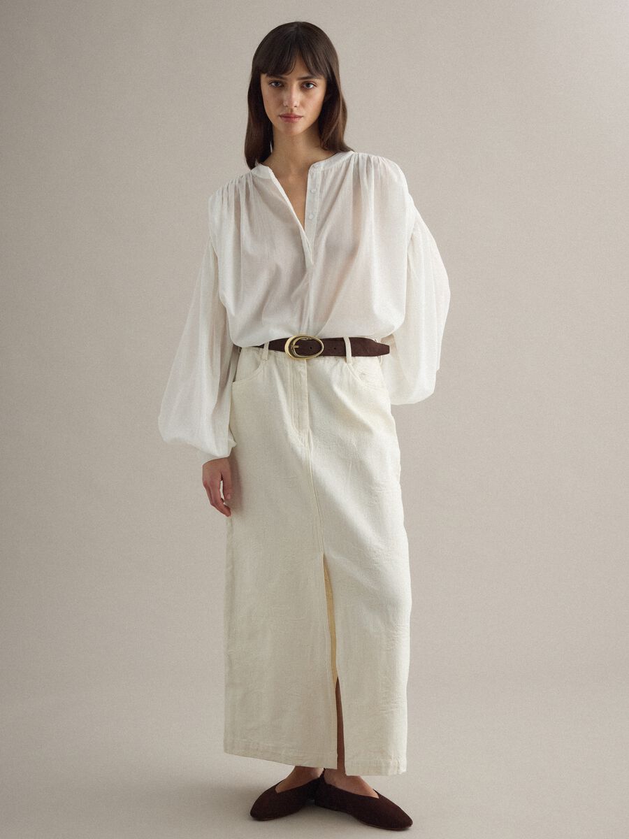 White pure cotton oversized fit blouse with wide sleeves_2