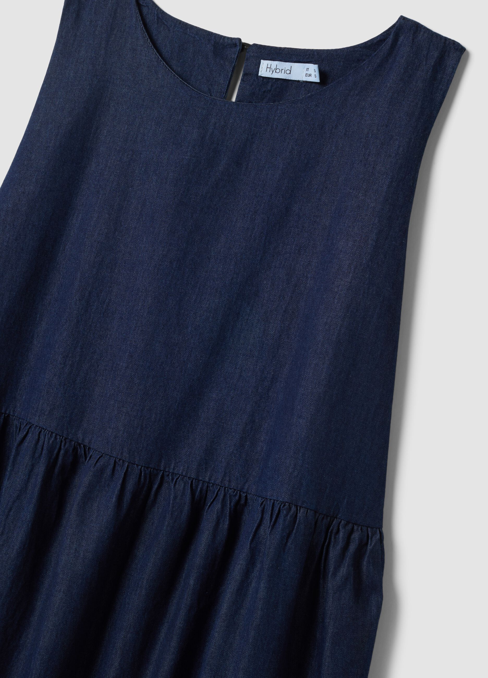 Robe midi bleue en pur coton