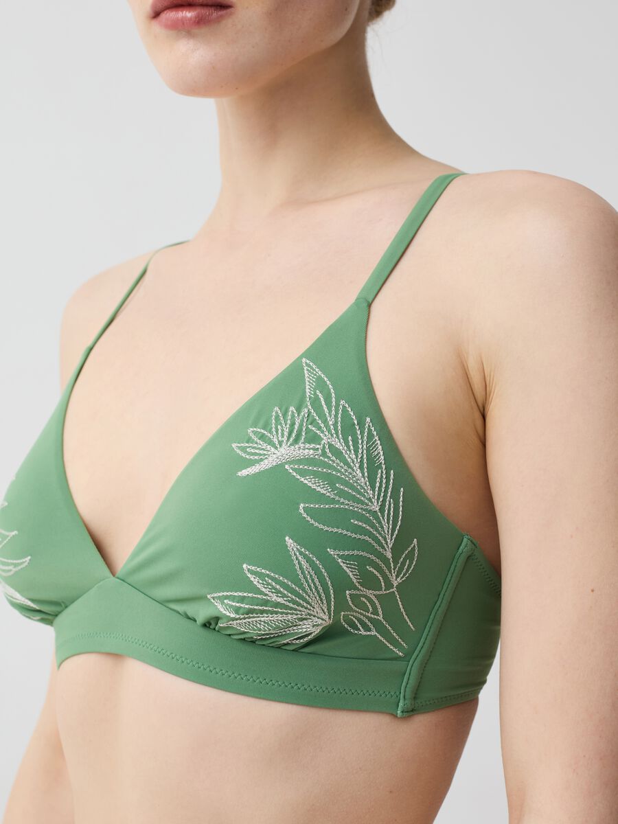 Bralette bikini top with foliage embroidery_2