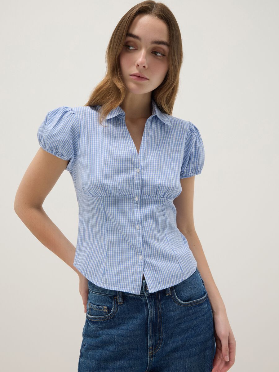 Mehrfarbiges kariertes Stretch-Baumwollhemd im regul&auml;ren Schnitt_0