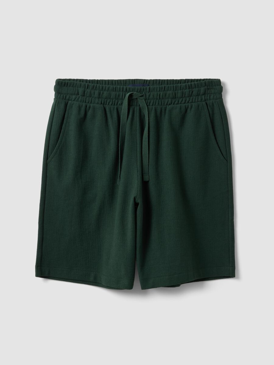 Green cotton-blend jogger shorts with drawstring, relaxed fit_4