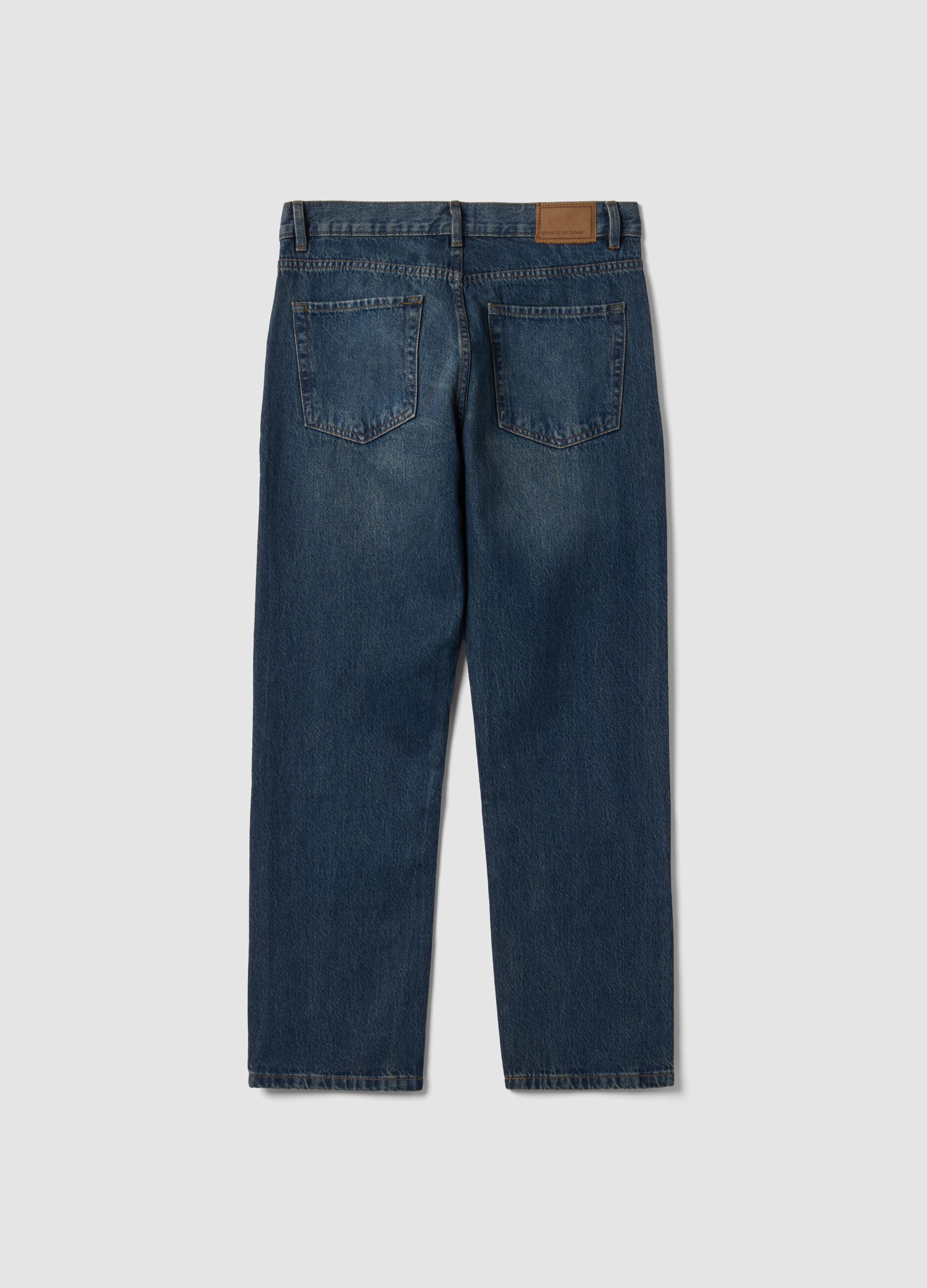 Jeans de ganga azul 100% algod&atilde;o, corte straight