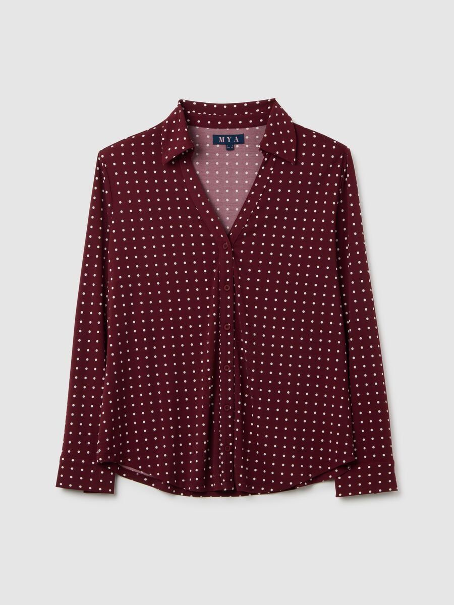 Burgundy Long Sleeve T-Shirt with Collar_4