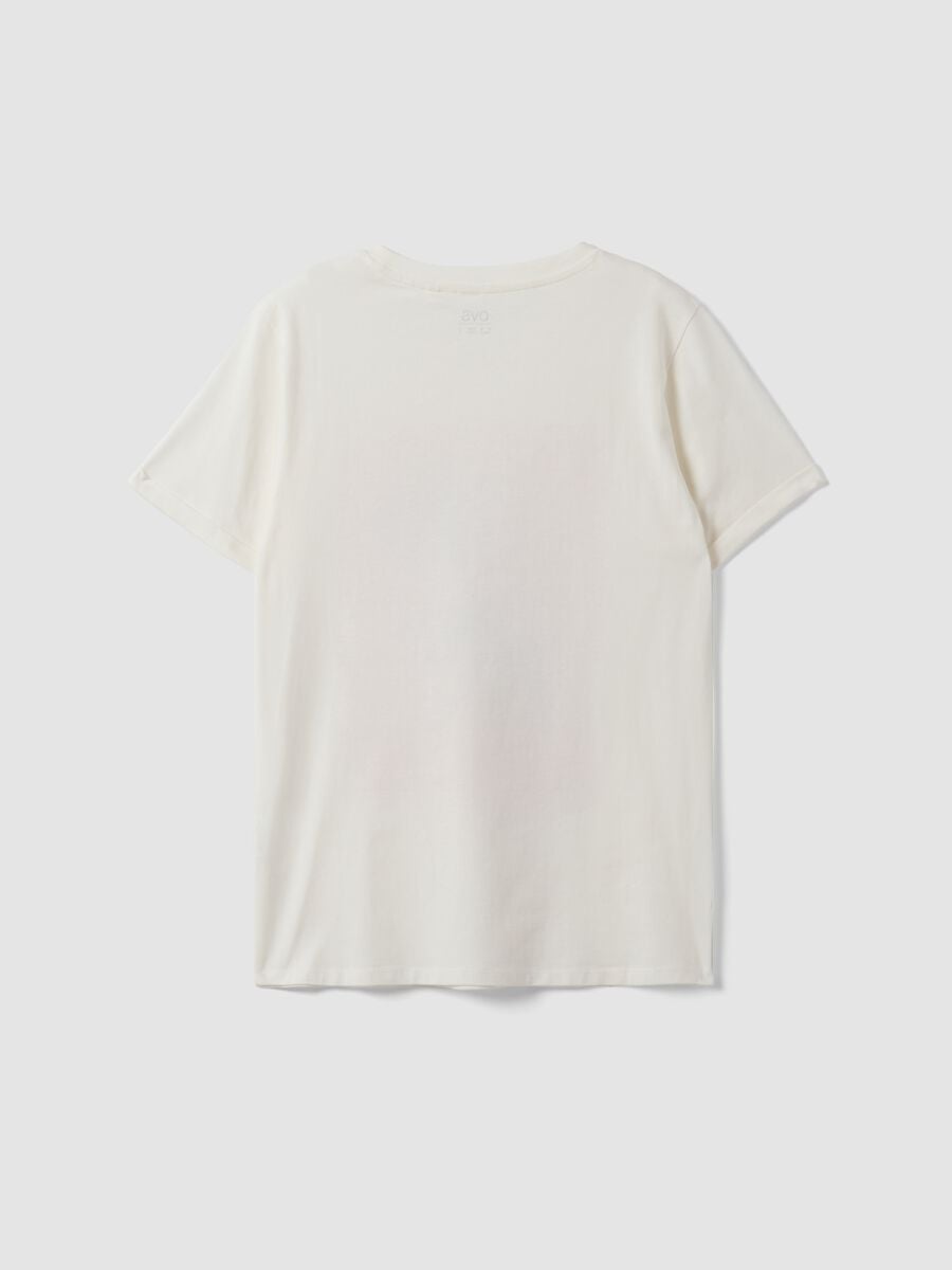 T-shirt bianca in puro cotone con girocollo e stampa floreale regular fit_6