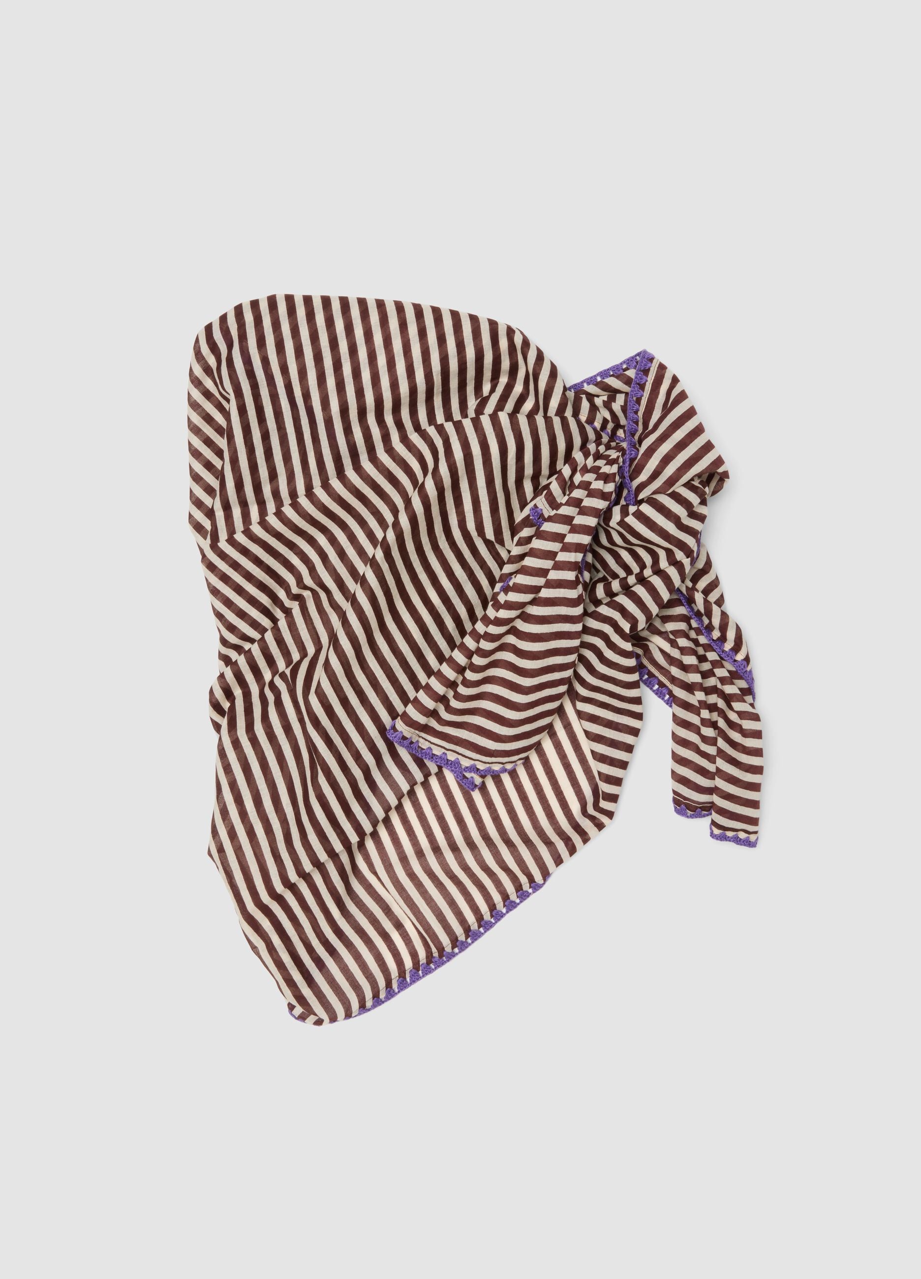 Brown striped pure cotton sarong