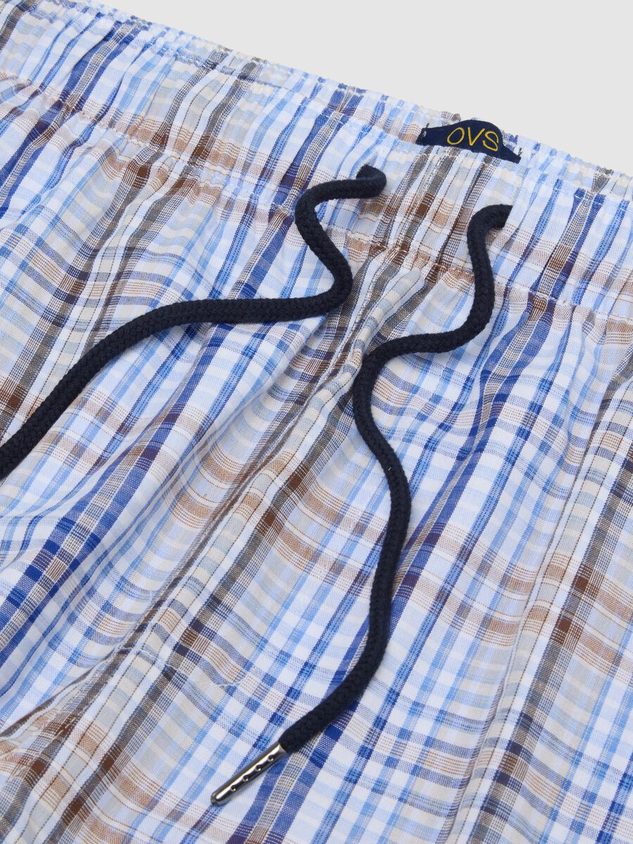 Multicolor checked pure cotton regular fit pyjama shorts_5