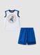 Blue and White Pure Cotton Set with Top and Shorts_0