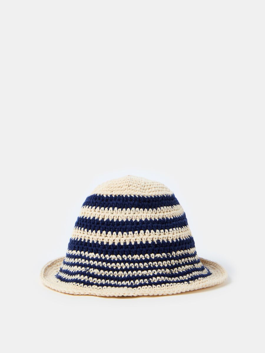 Sombrero de algodón ganchillo de rayas_0