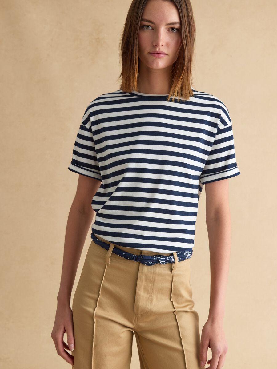 Multicolour striped cotton t-shirt regular fit_1