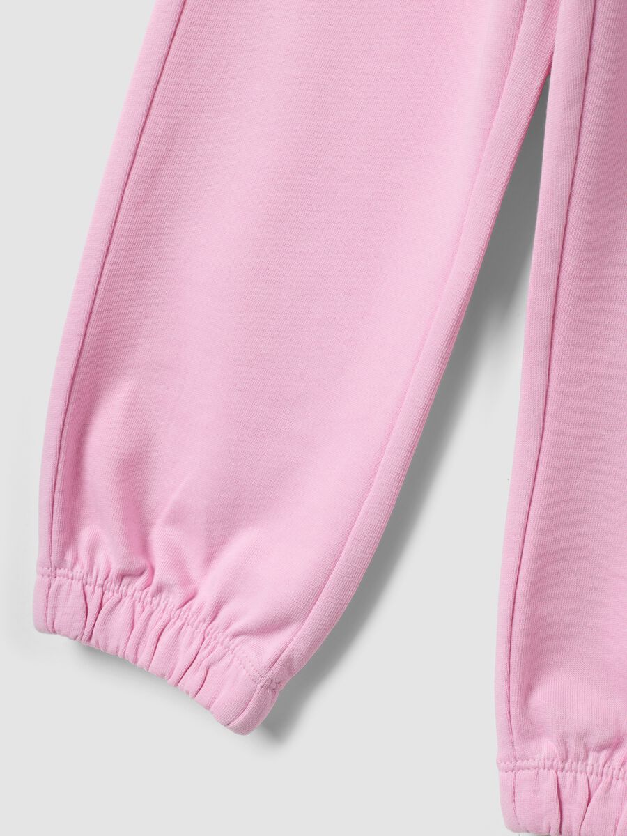 Pink pure cotton regular-fit joggers for girls_3